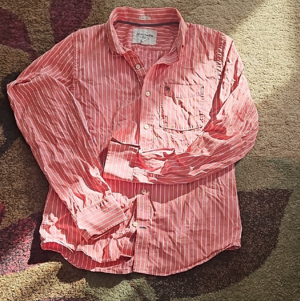 Abercrombie & Fitch Red Striped Button Down Shirt